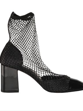 Steve Madden Eleanor Black Mesh Rhinestone Sock Pump Size 8